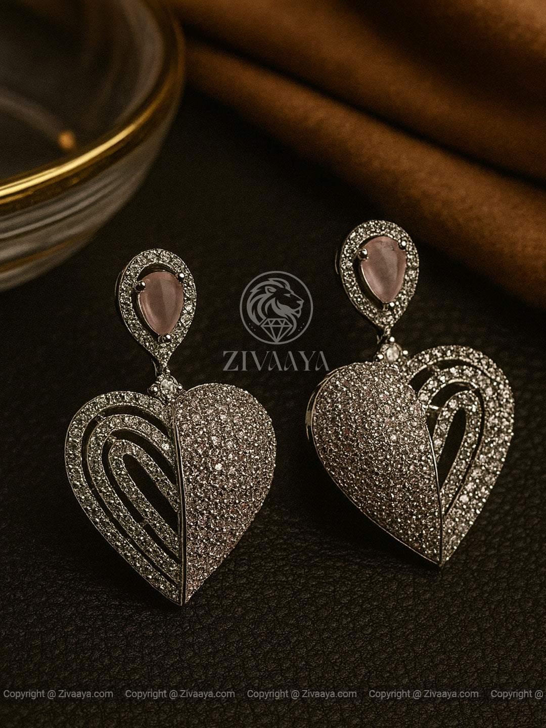 Midnight spark heart earrings in silver finish – Zivaaya
