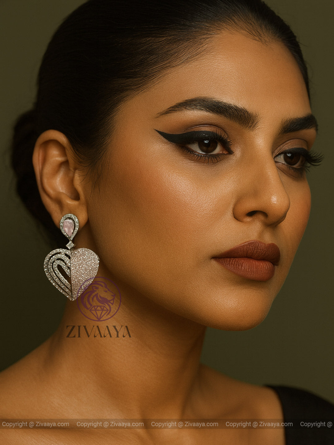 Midnight spark heart earrings in silver finish – Zivaaya