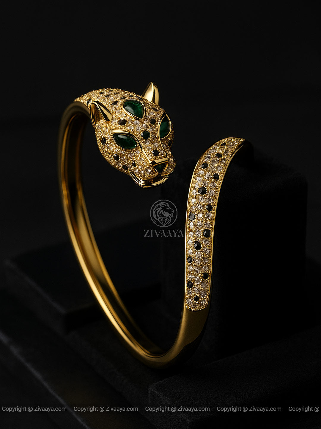 Panther Charm Gold-Finish AD Bracelet – Zivaaya