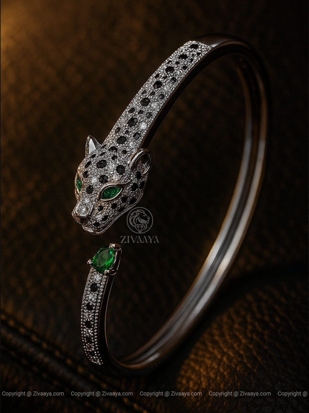 Panther Charm Gold-Finish AD Bracelet | Zivaaya