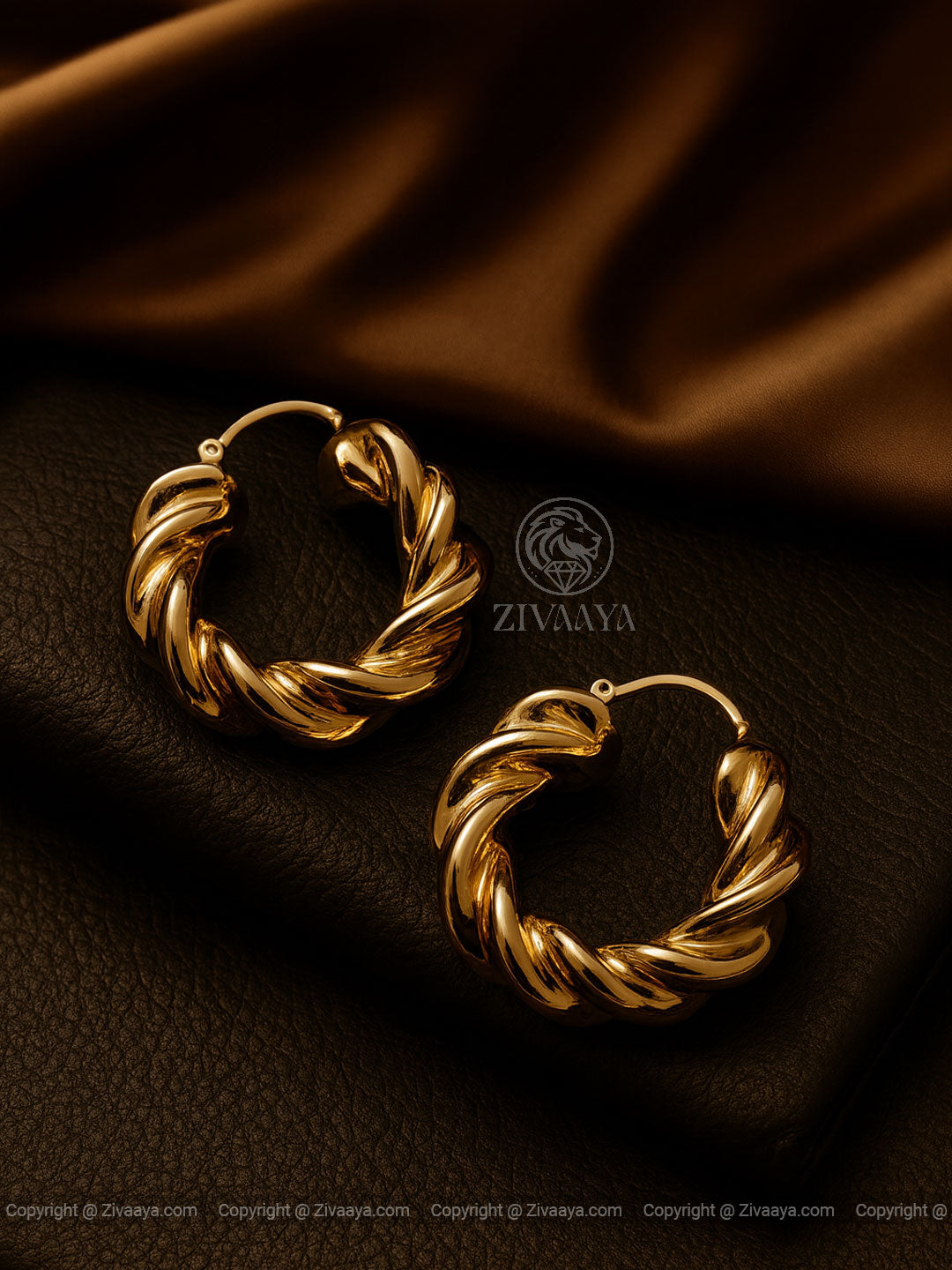 Regal Twist Gold Hoop Earrings for Women | Zivaaya