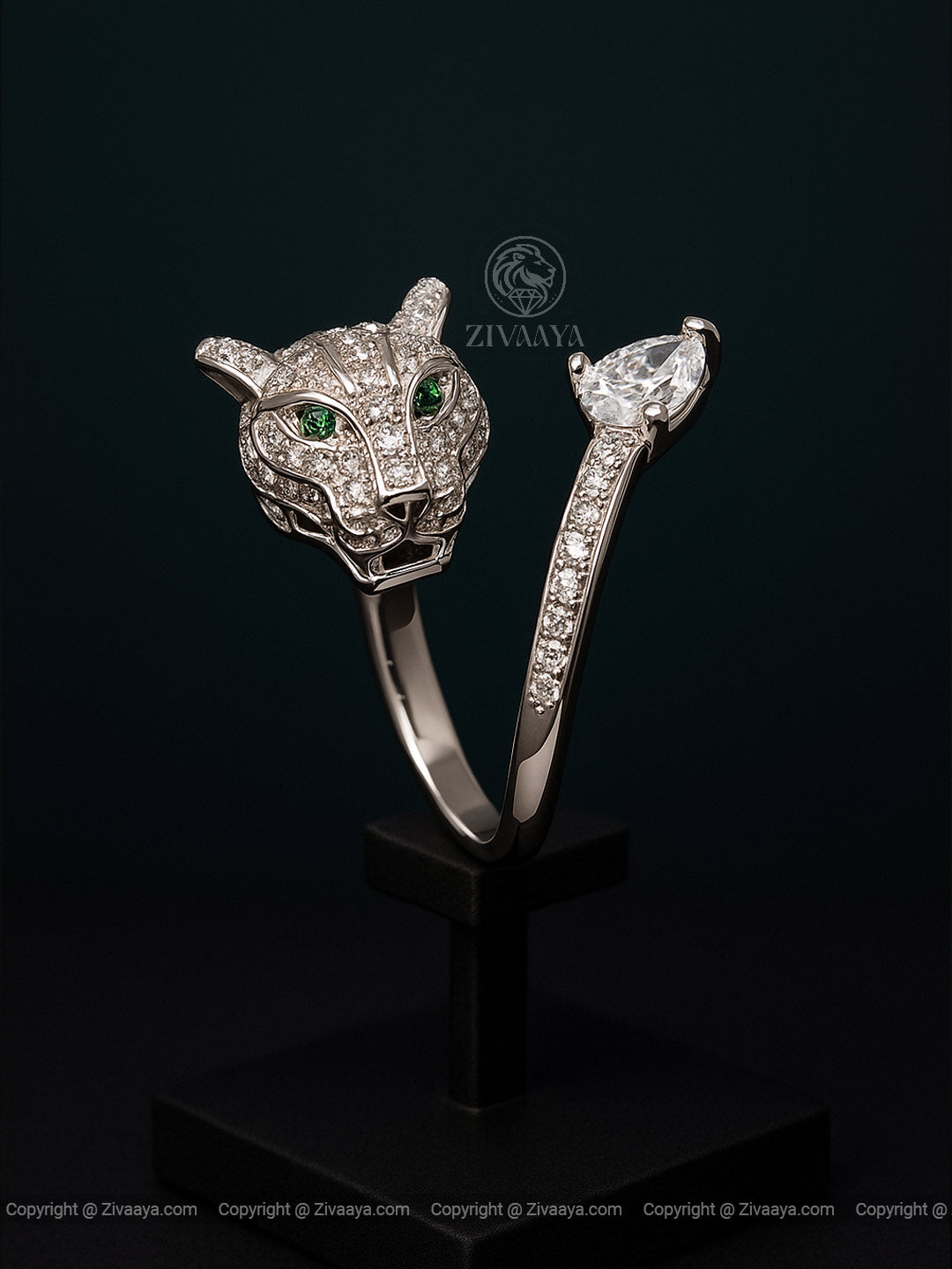 Panther Silver Finish Ring – Zivaaya