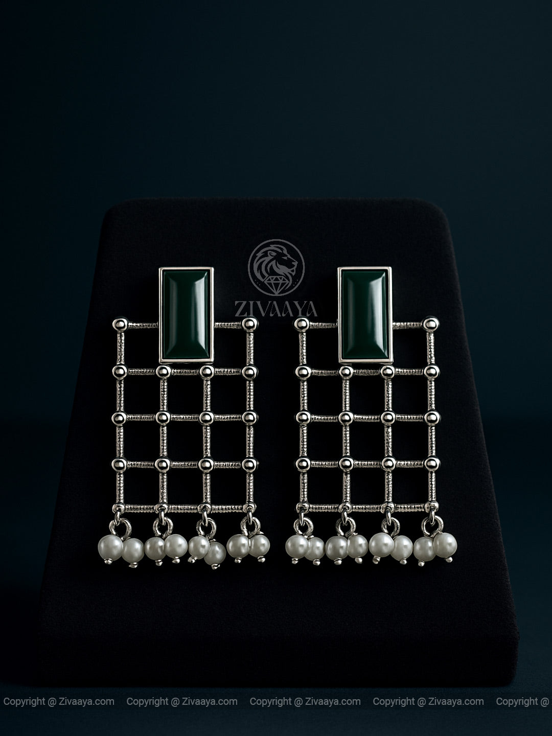 Emerald Grid Pearl Earrings – Zivaaya