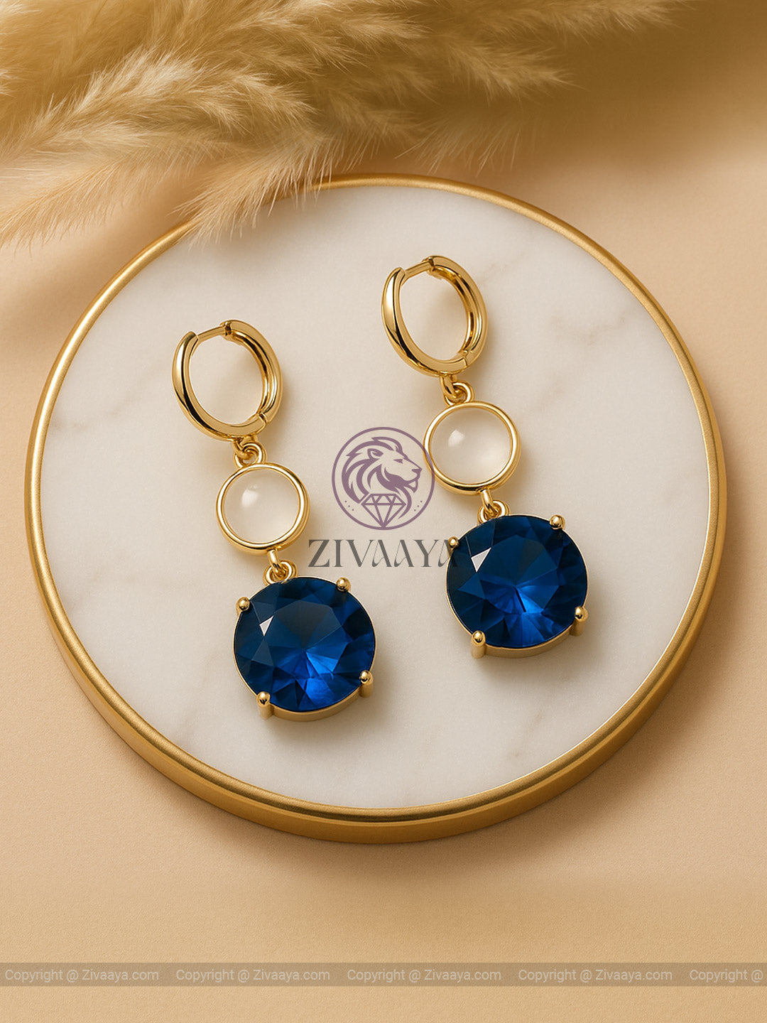 Starlight Spark Pearl & Crystal Earrings – Blue Stone – Zivaaya