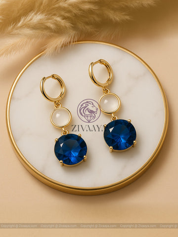 Starlight Spark Pearl & Crystal Earrings – Blue Stone – Zivaaya