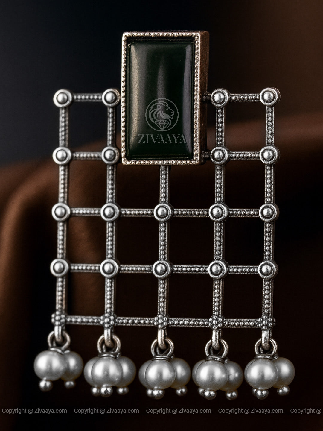 Emerald Grid Pearl Earrings – Zivaaya