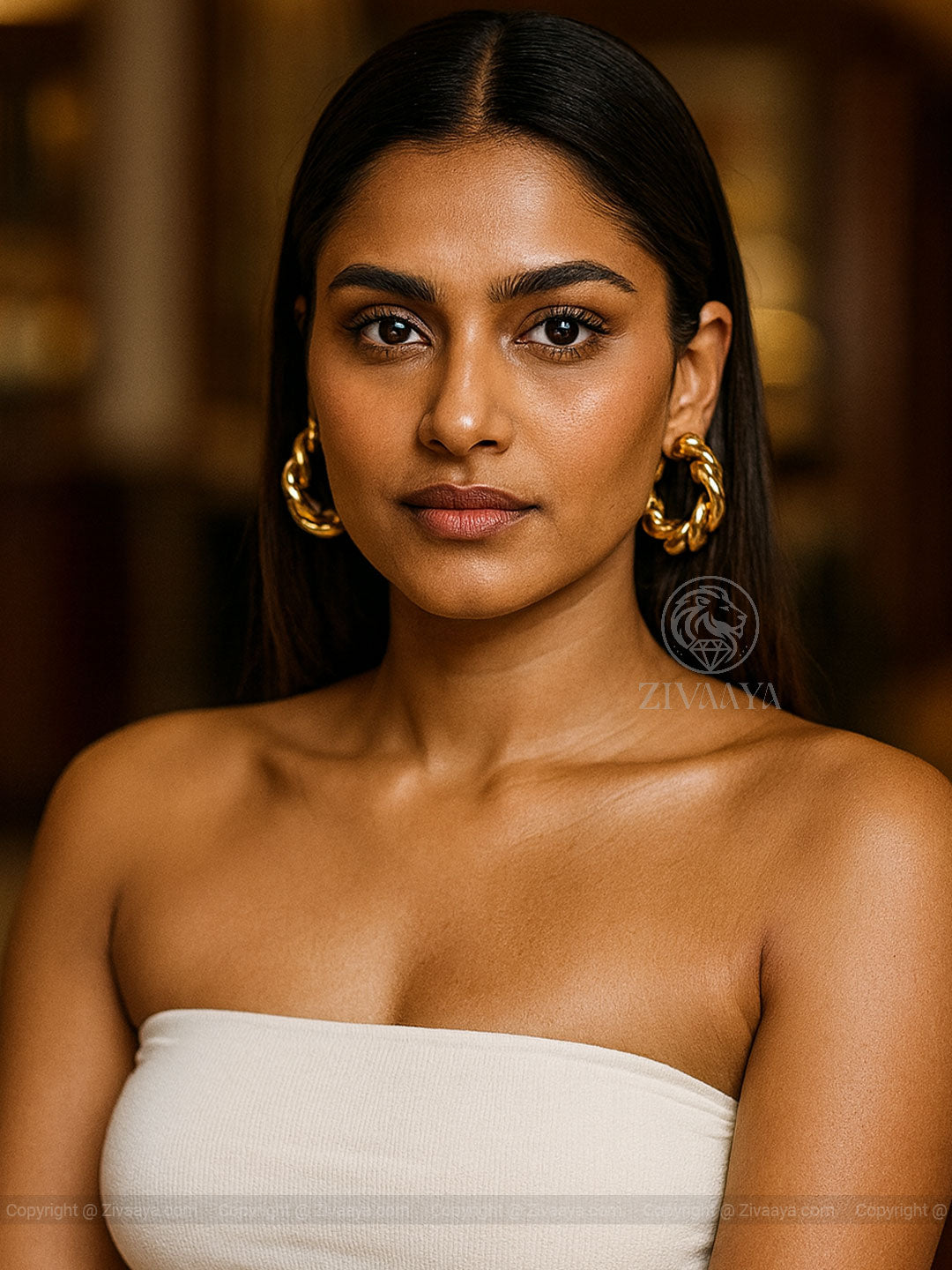 Regal Twist Gold Hoop Earrings for Women | Zivaaya