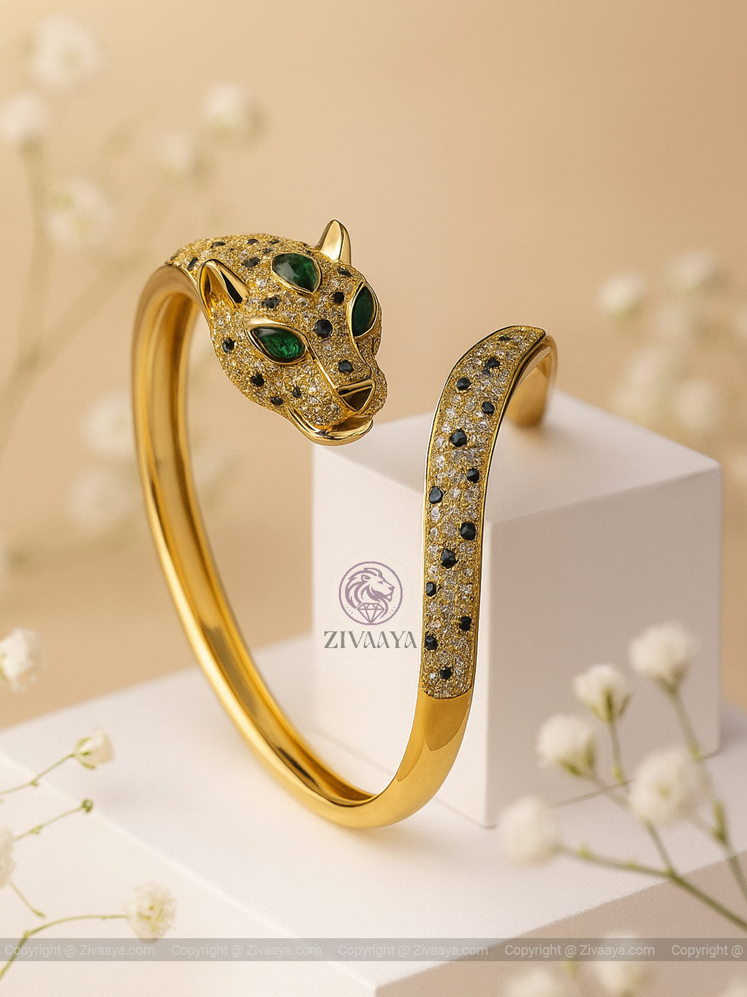 Panther Charm Gold-Finish AD Bracelet – Zivaaya