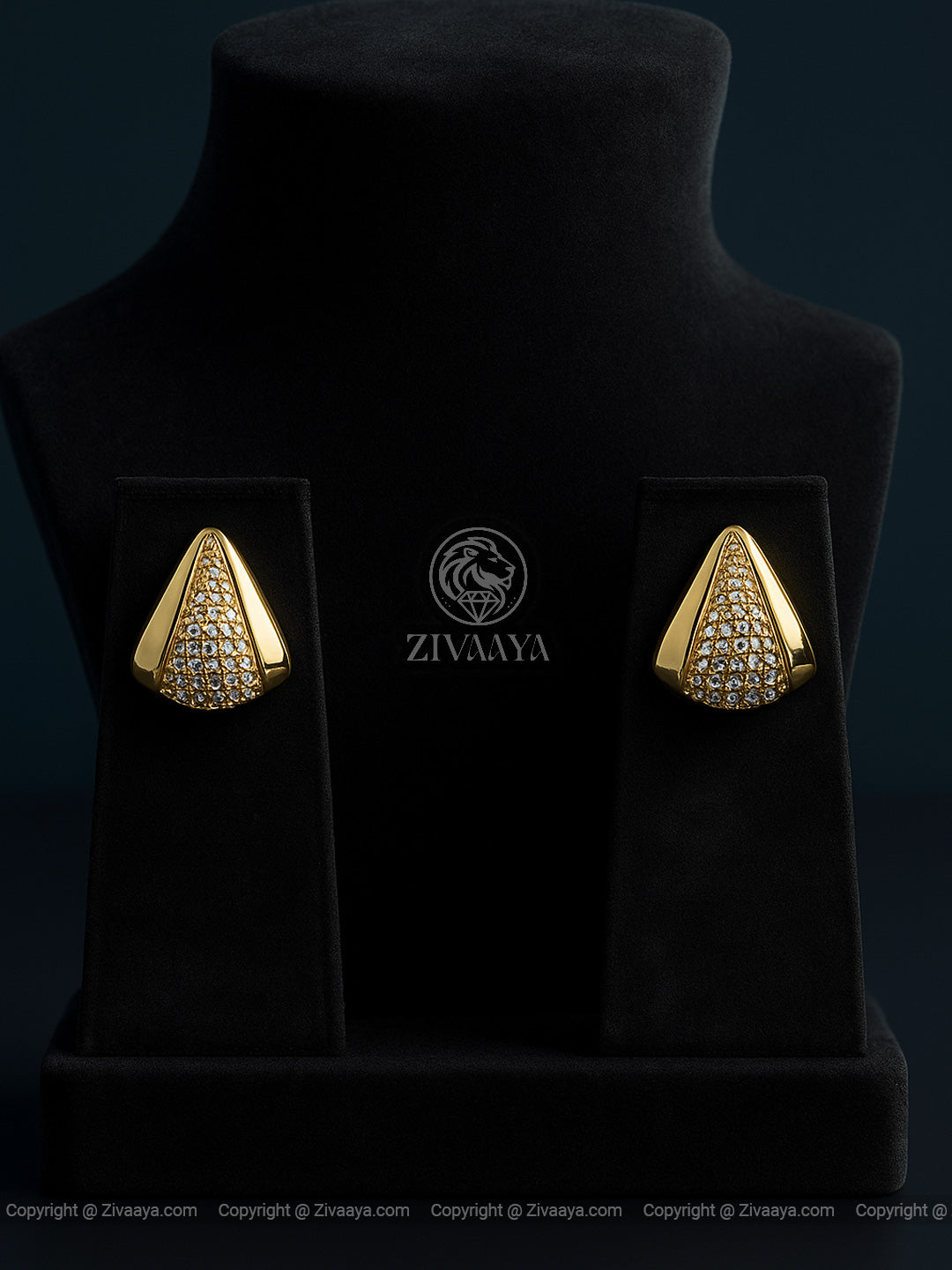 Golden Pyramid Stud Earrings – Zivaaya