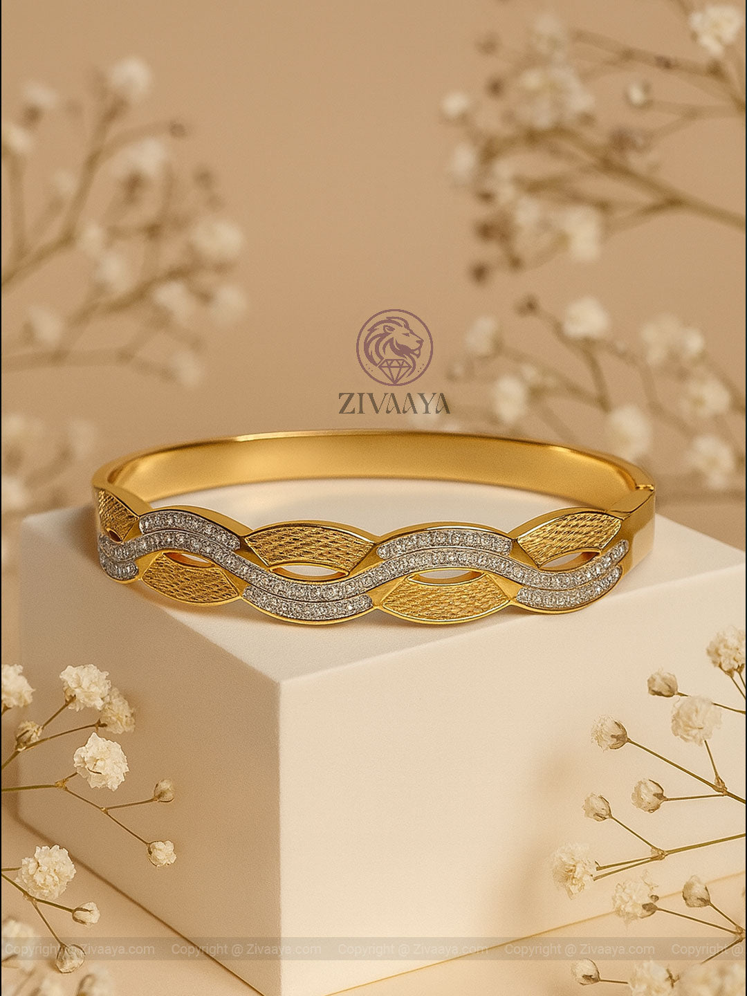 Elegant Wave Gold-Plated CZ Bracelet for Women | Zivaaya