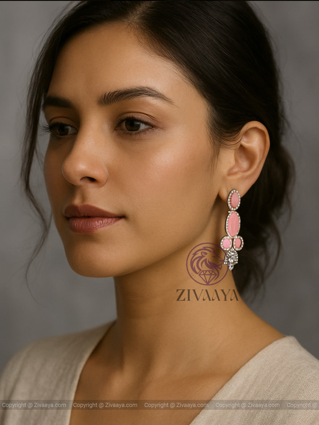 Blush Elegance Crystal Drop Earrings – Pink Stone – Zivaaya