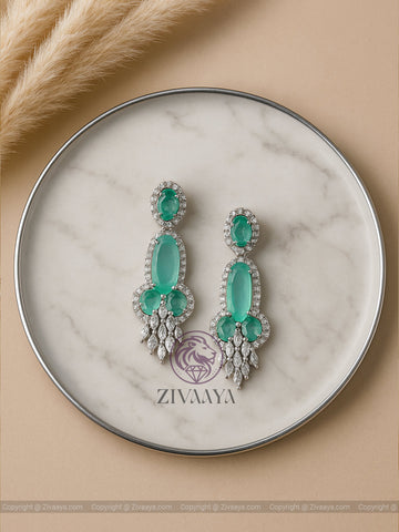 Blush Elegance Crystal Drop Earrings – Green Stone – Zivaaya