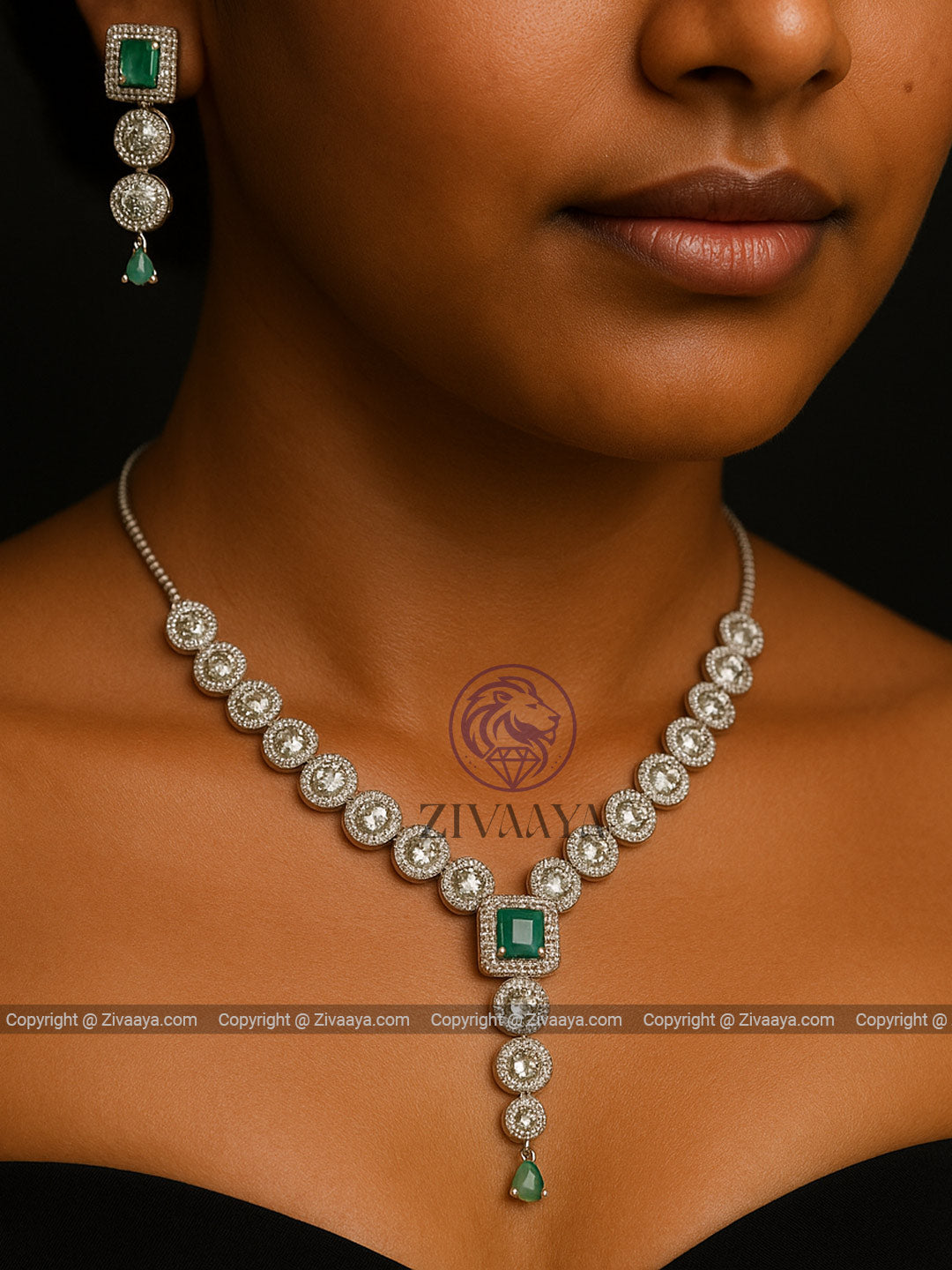 Zarina – Emerald Green American Diamond – Zivaaya