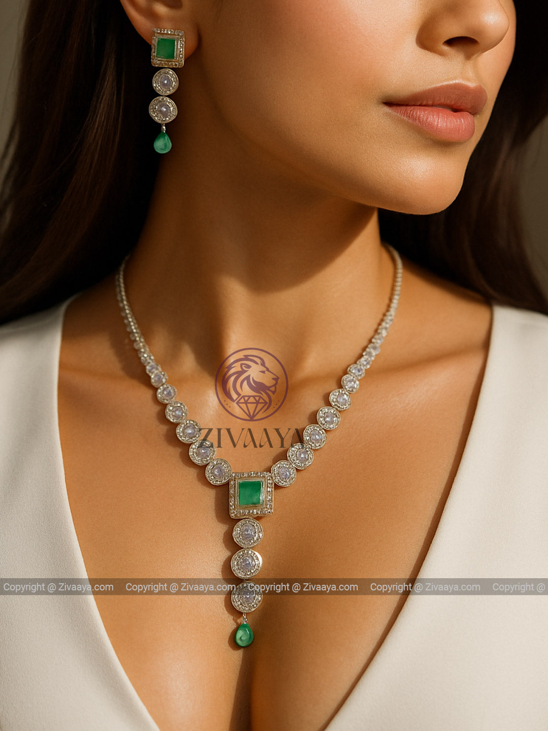 Zarina – Emerald Green American Diamond – Zivaaya