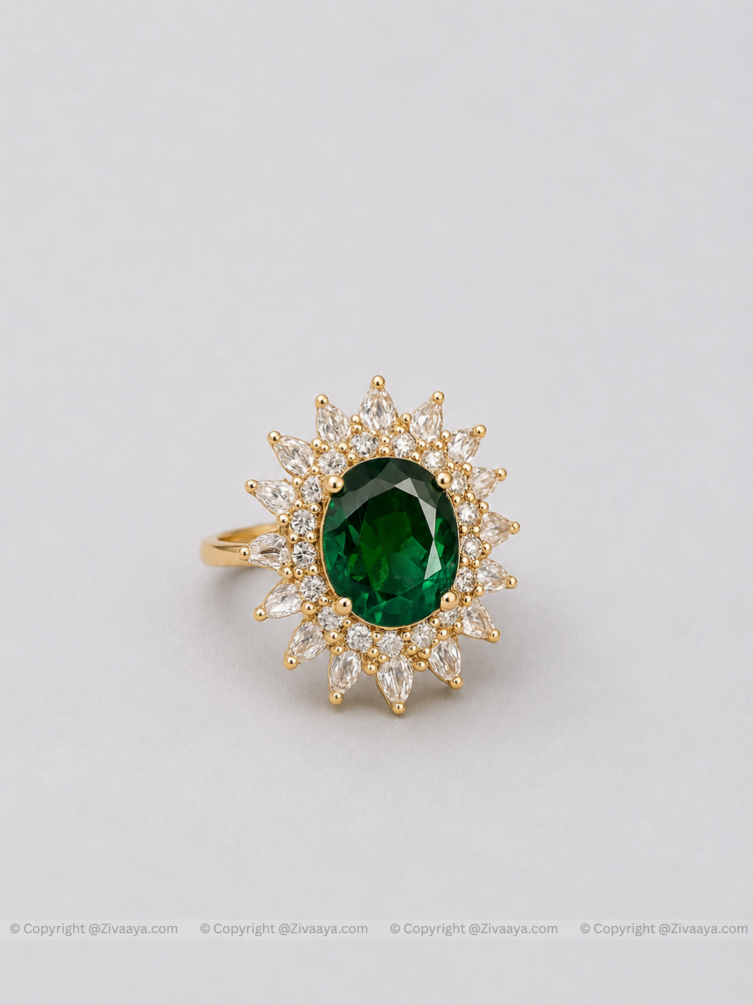 Emerald Radiance Floral Ring