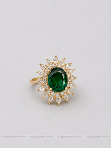 Emerald Radiance Floral Ring