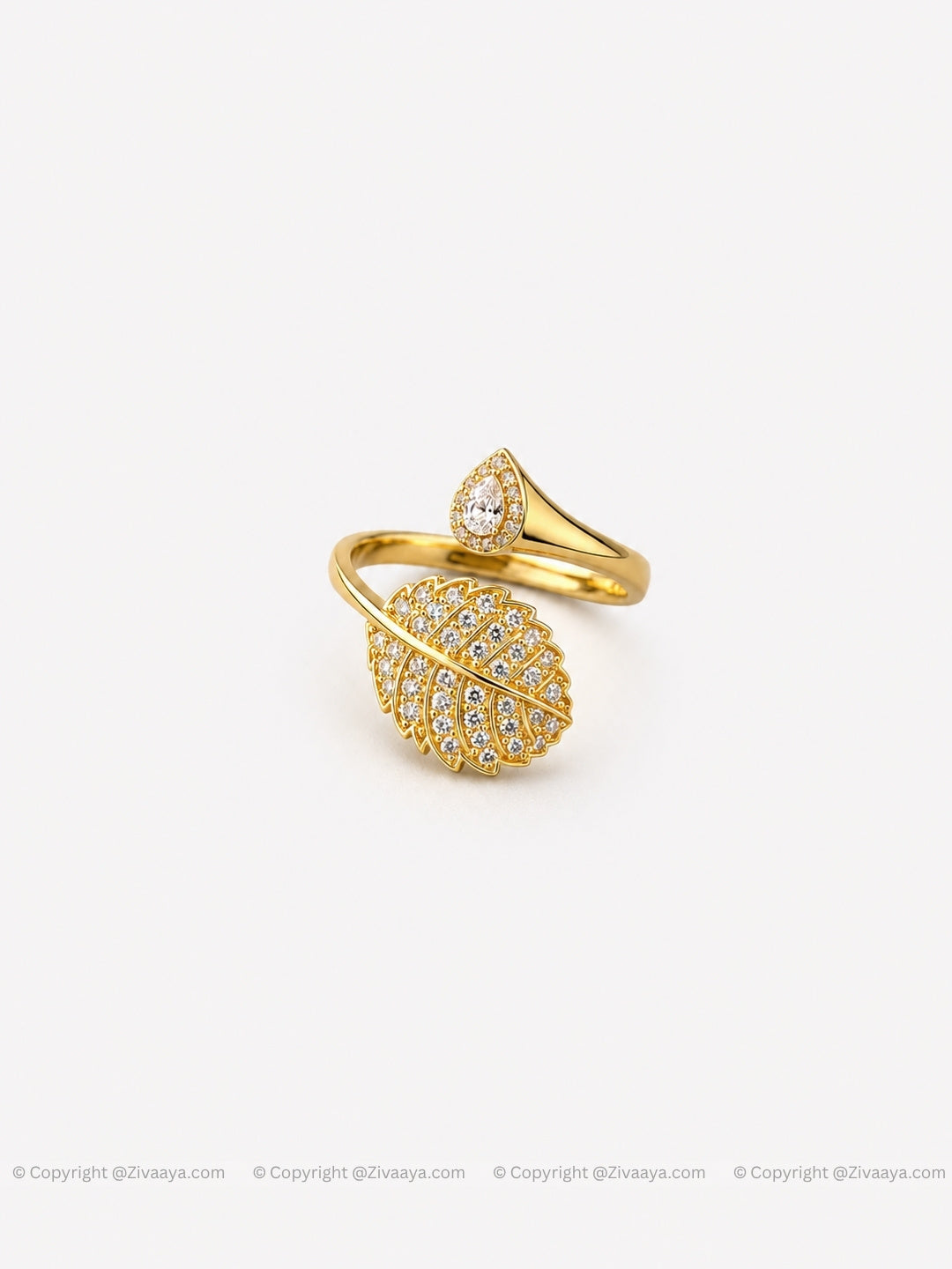 Leaf Luxe AD Gold Finish Ring