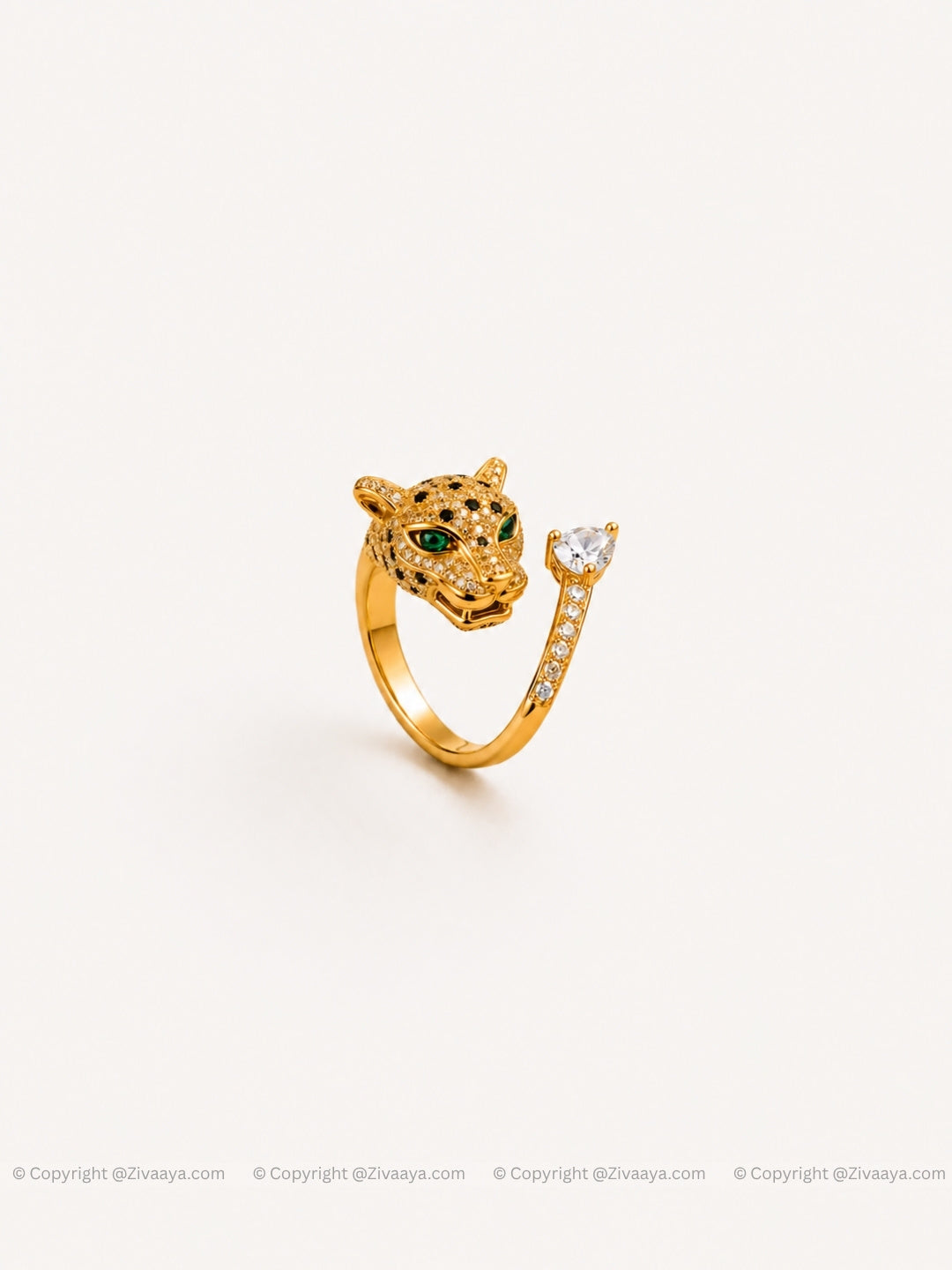 Majestic Panther Gold Finish Ring