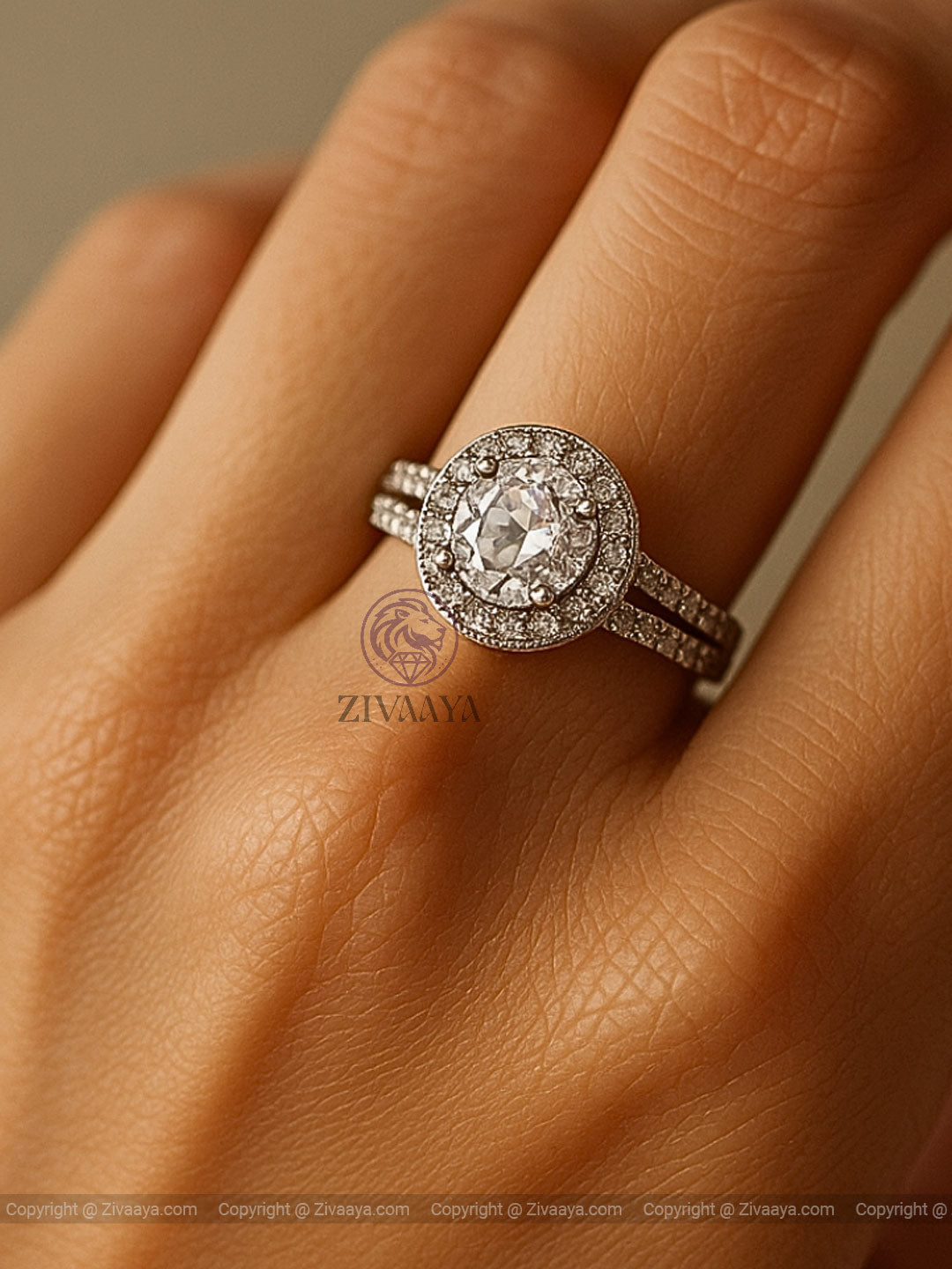 American Diamond Halo Ring for Women