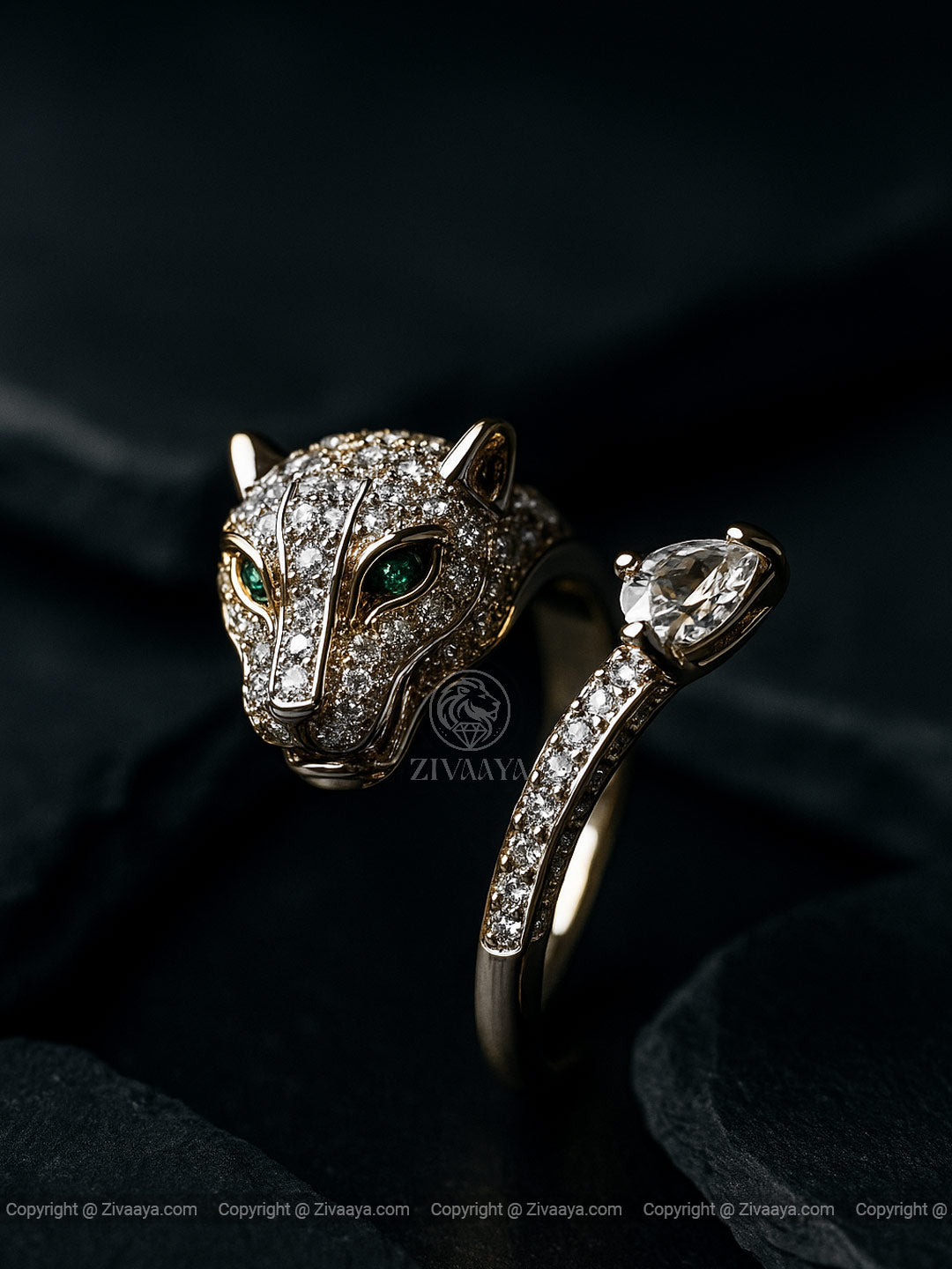 Panther Silver Finish Ring – Zivaaya