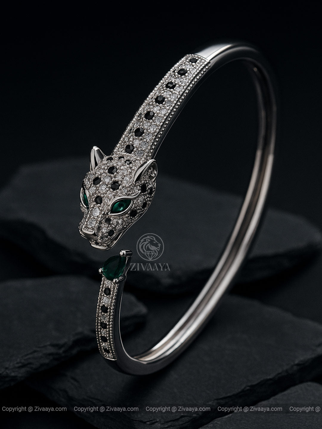 Panther Charm Gold-Finish AD Bracelet | Zivaaya