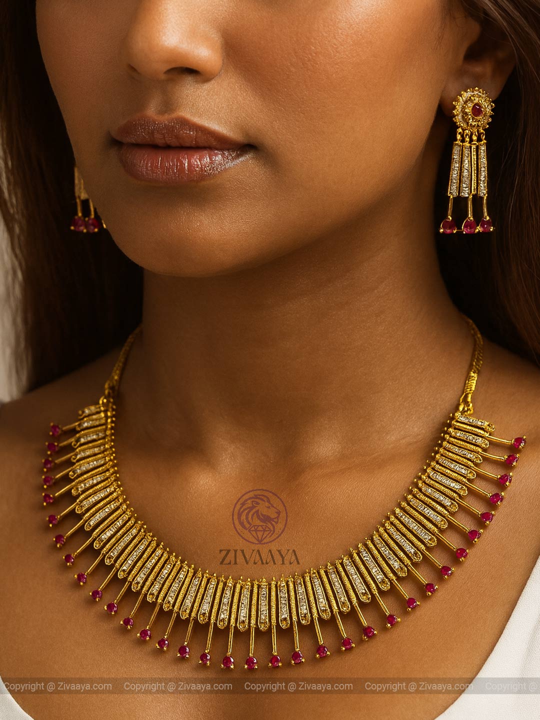 Ruby Gold Elegance Necklace Set
