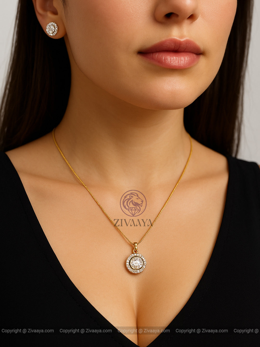 Majestic Charm Halo Pendant Set – Zivaaya