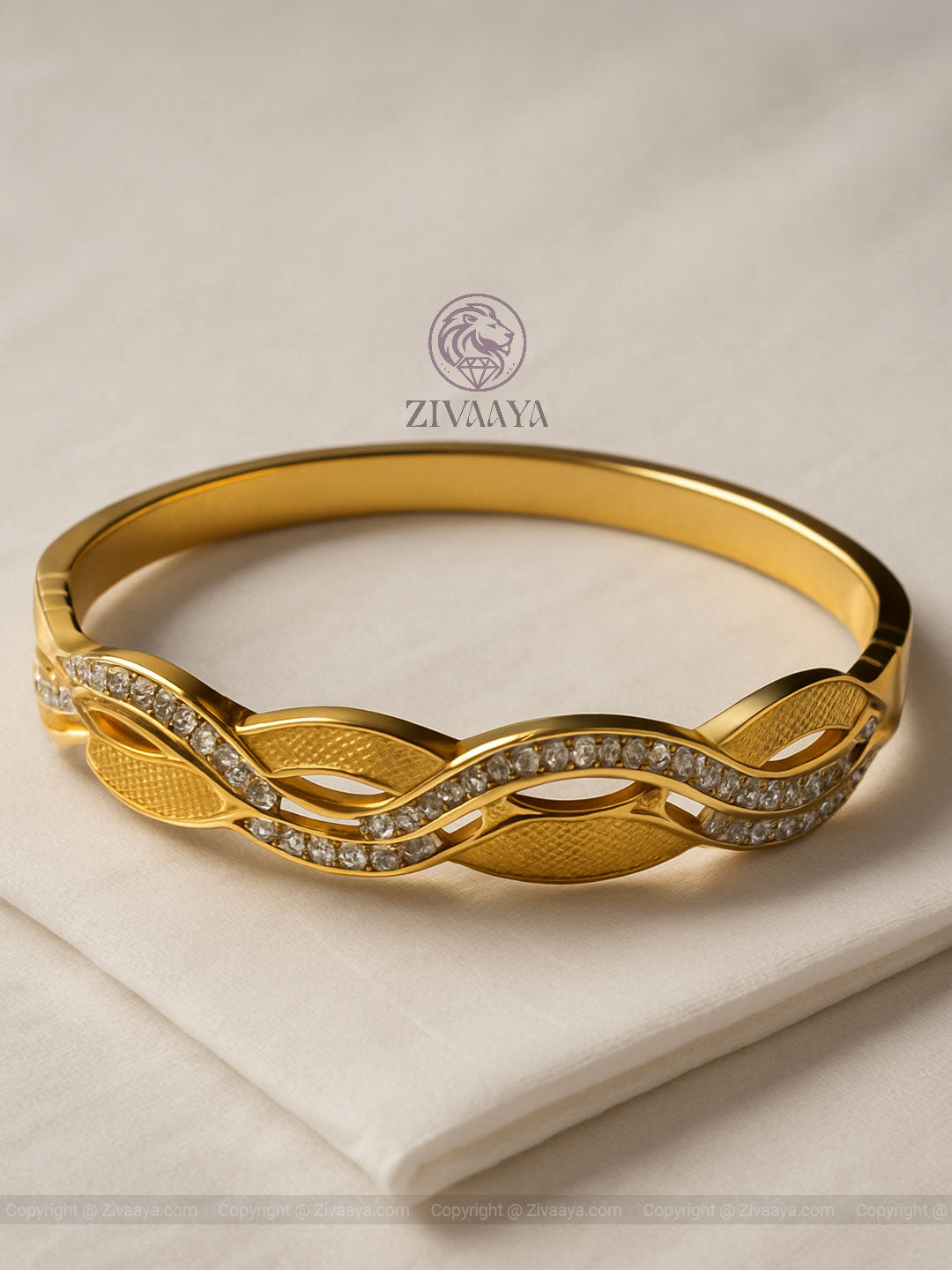 Elegant Wave Gold-Plated CZ Bracelet for Women | Zivaaya