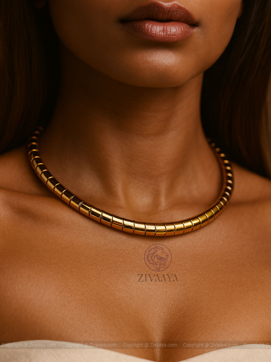 Gilded Collar Necklace – Minimal Gold Statement | Zivaaya