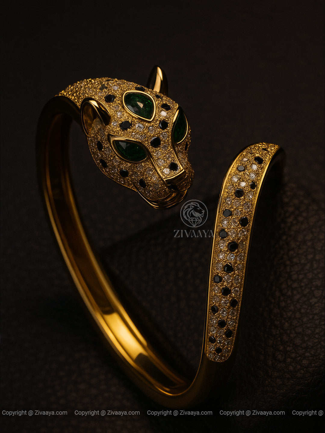 Panther Charm Gold-Finish AD Bracelet – Zivaaya