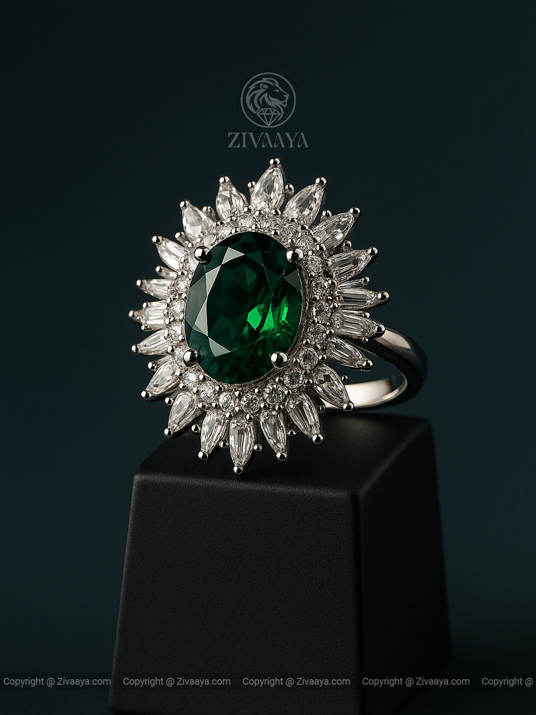 Emerald Radiance Floral Ring