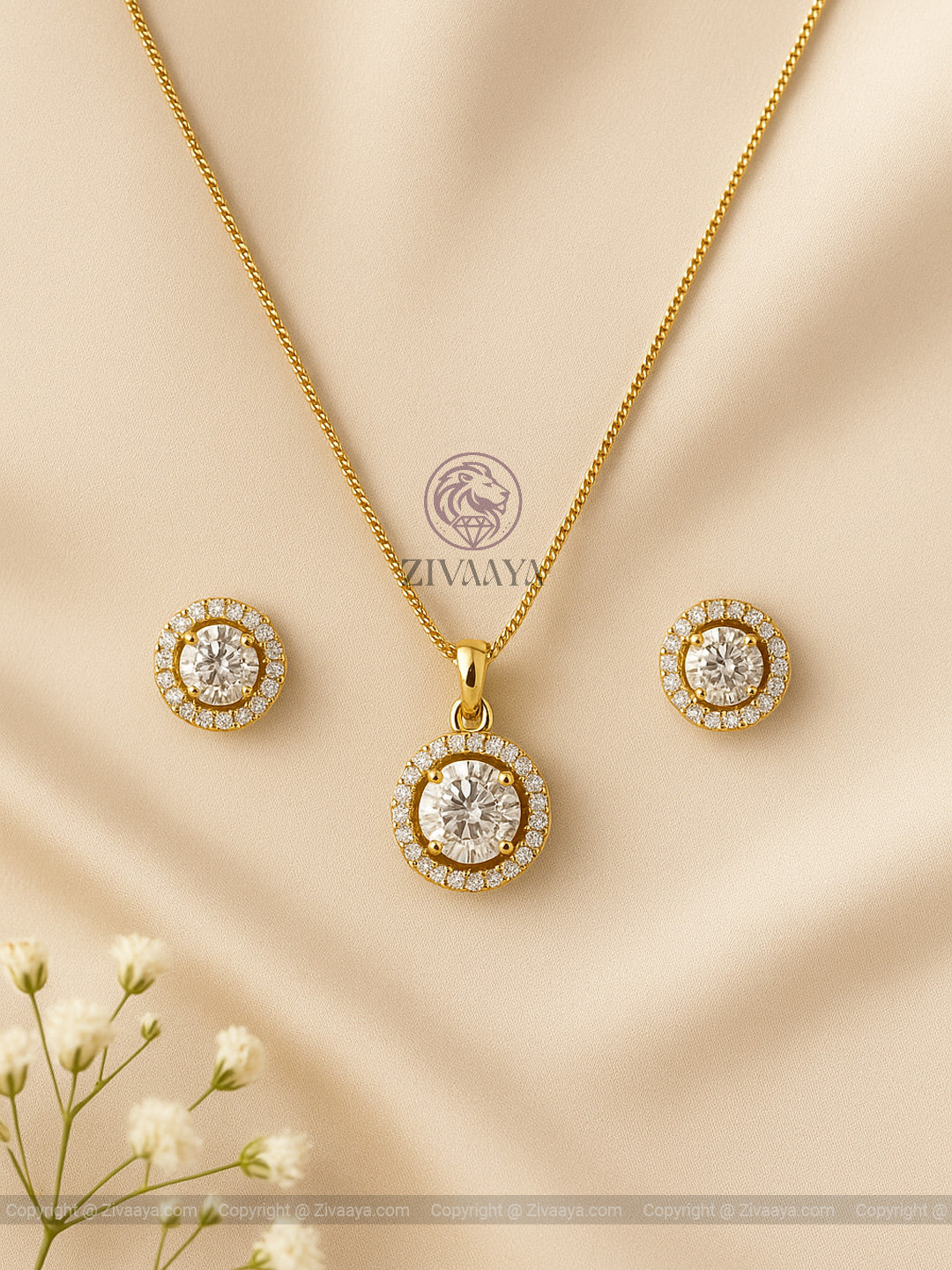 Majestic Charm Halo Pendant Set – Zivaaya