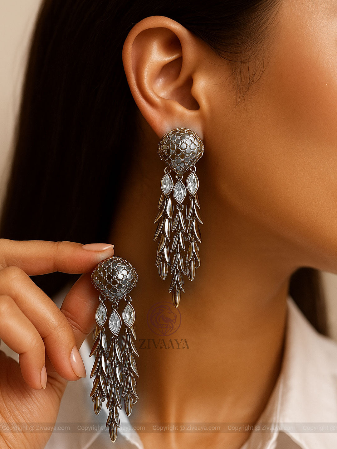 silver cascade earrings – Zivaaya