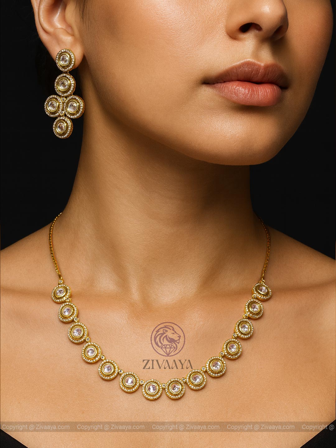 Celestial Gold Circle Diamond Set – Zivaaya