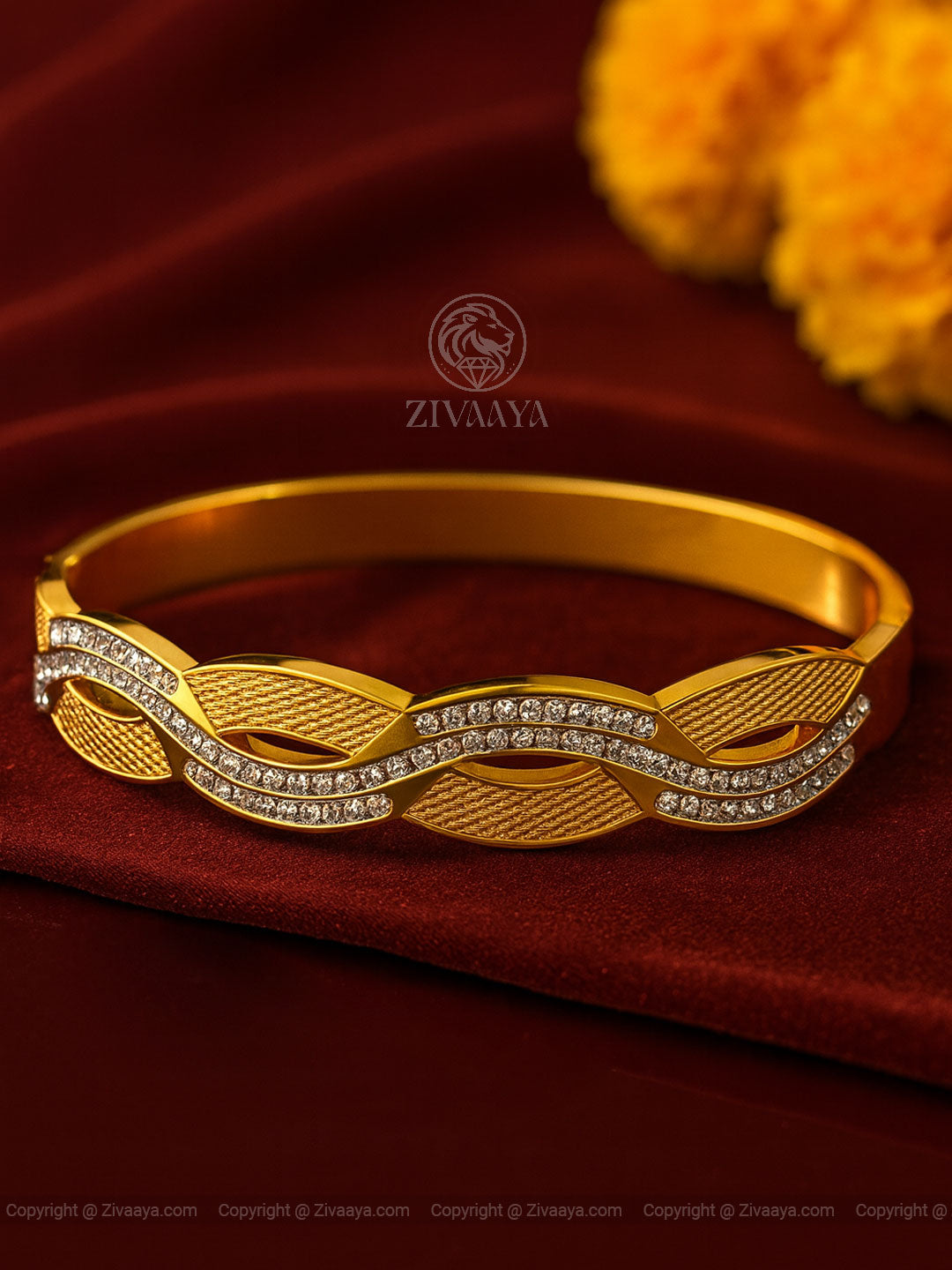 Elegant Wave Gold-Plated CZ Bracelet for Women | Zivaaya