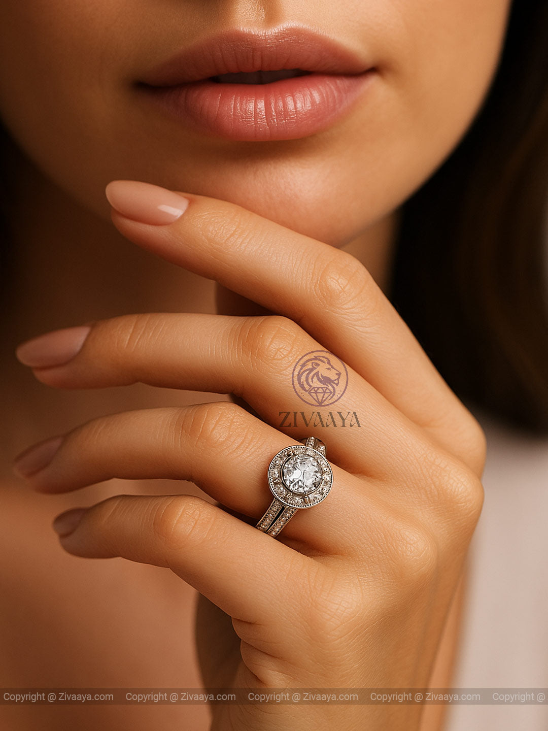 American Diamond Halo Ring for Women