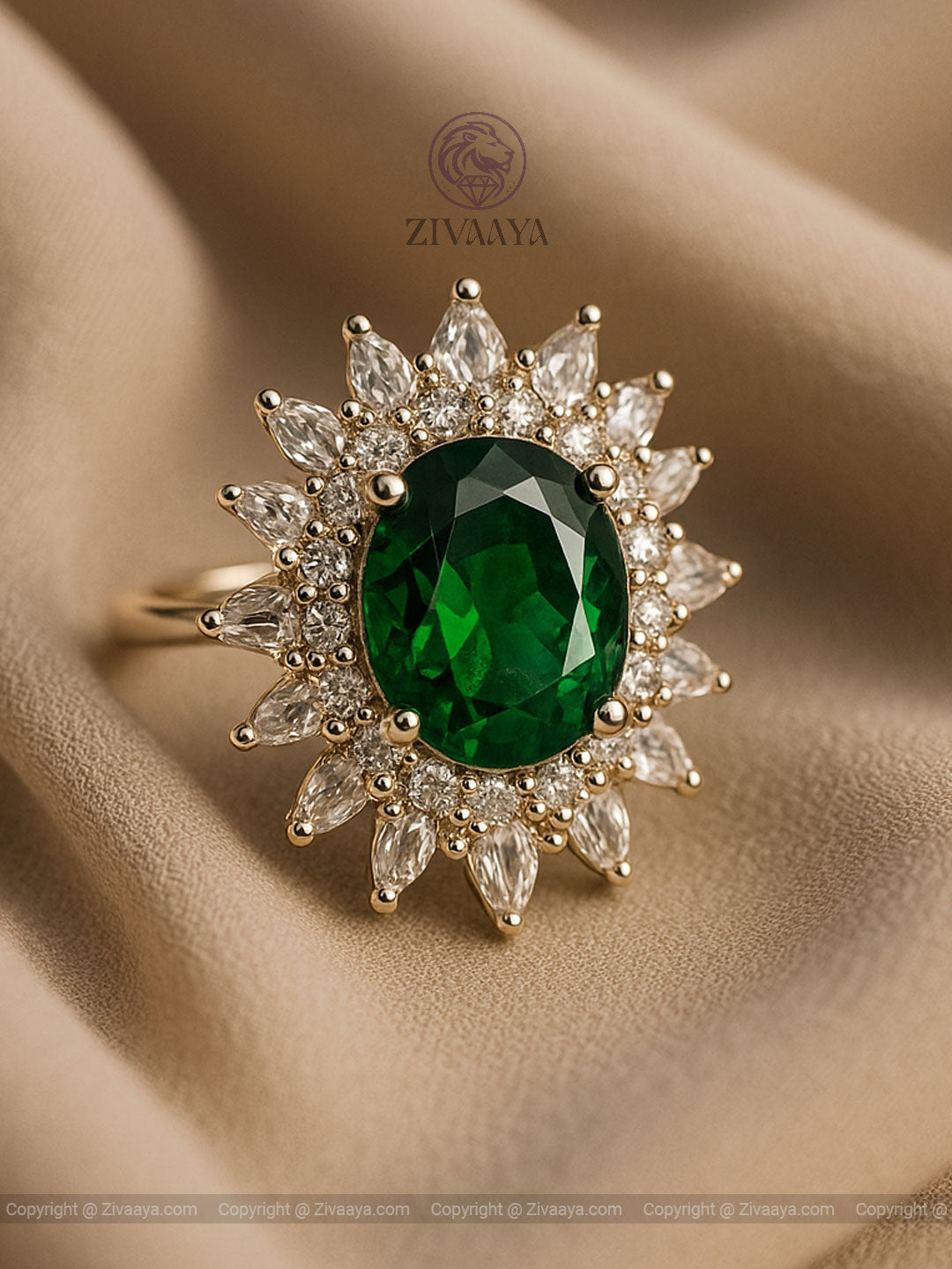Emerald Radiance Floral Ring