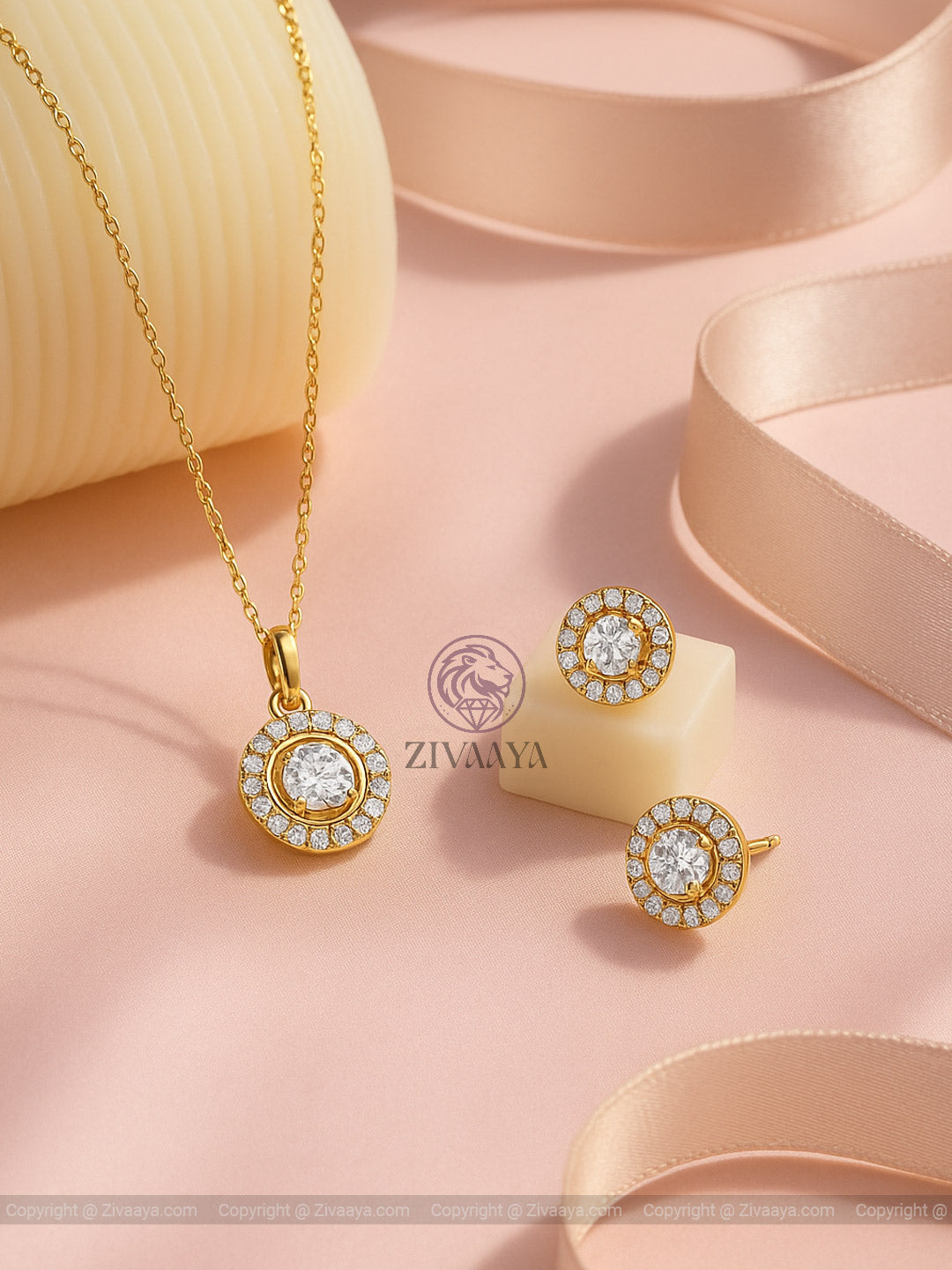 Majestic Charm Halo Pendant Set – Zivaaya
