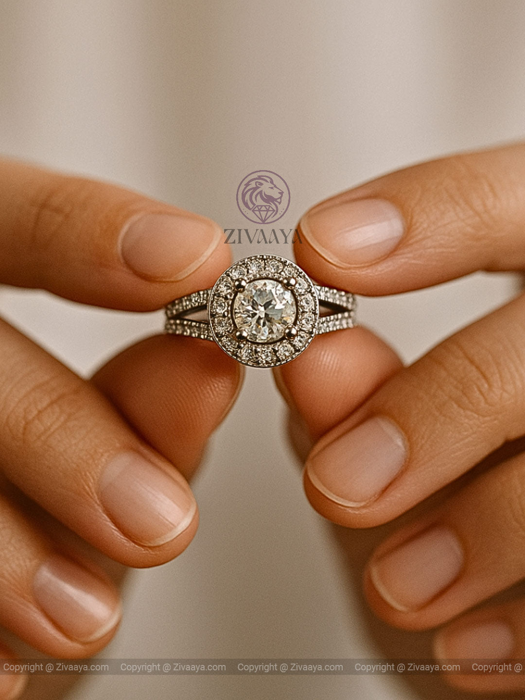 Sitara – American Diamond Halo Ring for Women – Silver Finish