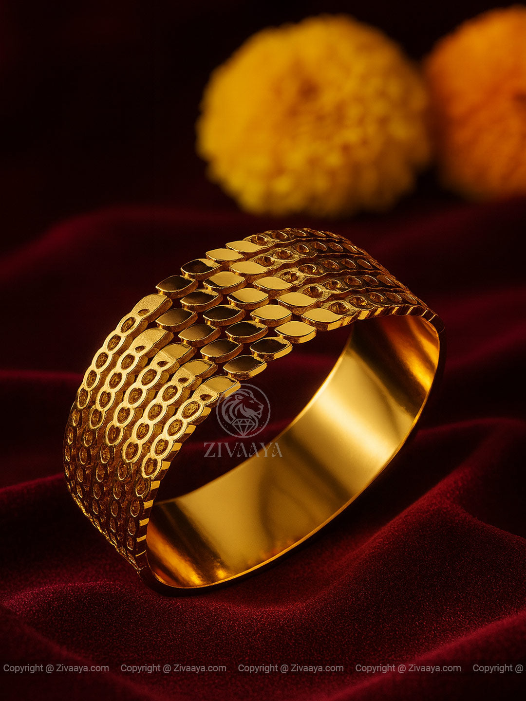 Maharani Broad Gold Bracelet – Zivaaya