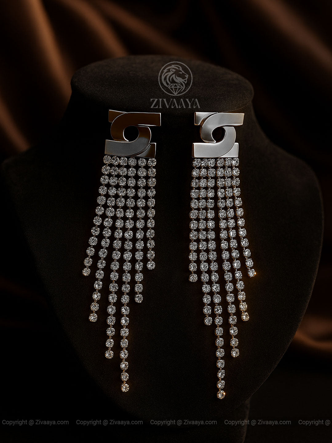 Silver Dangler Earrings with Pearl Strings | Zivaaya
