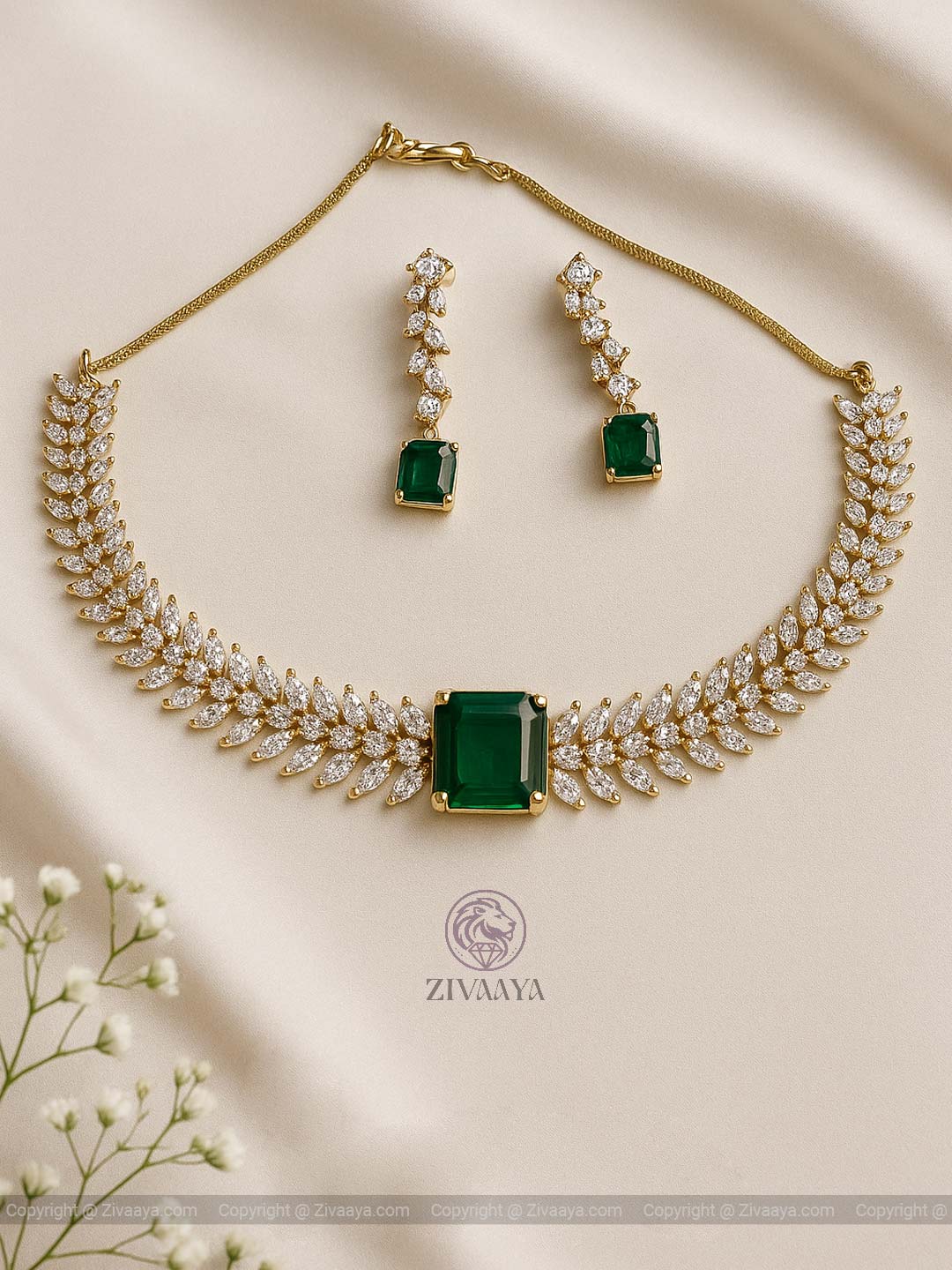 Emerald Grace Necklace Choker Set