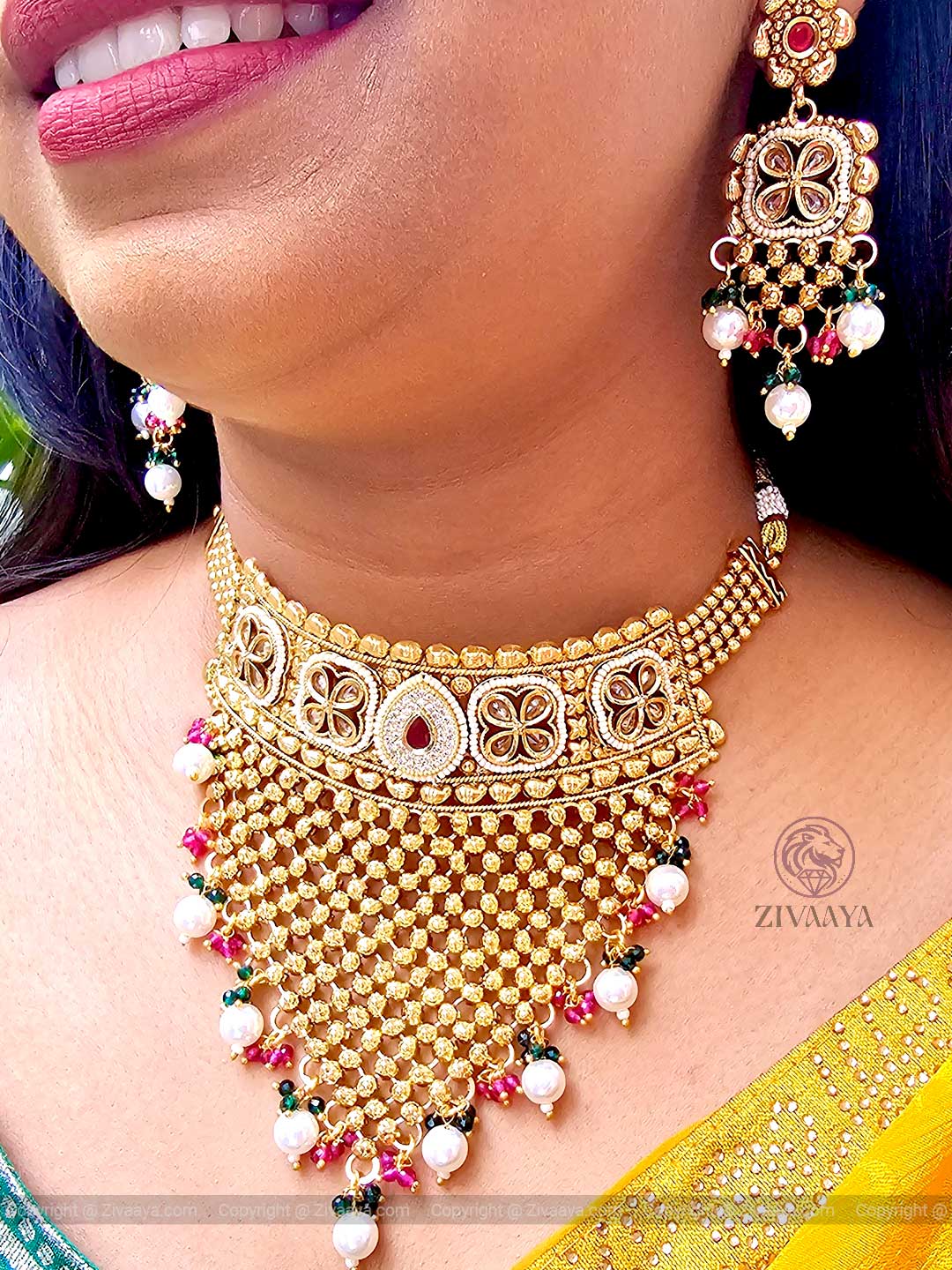 Rajvanshi Kundan Bridal Necklace | Zivaaya