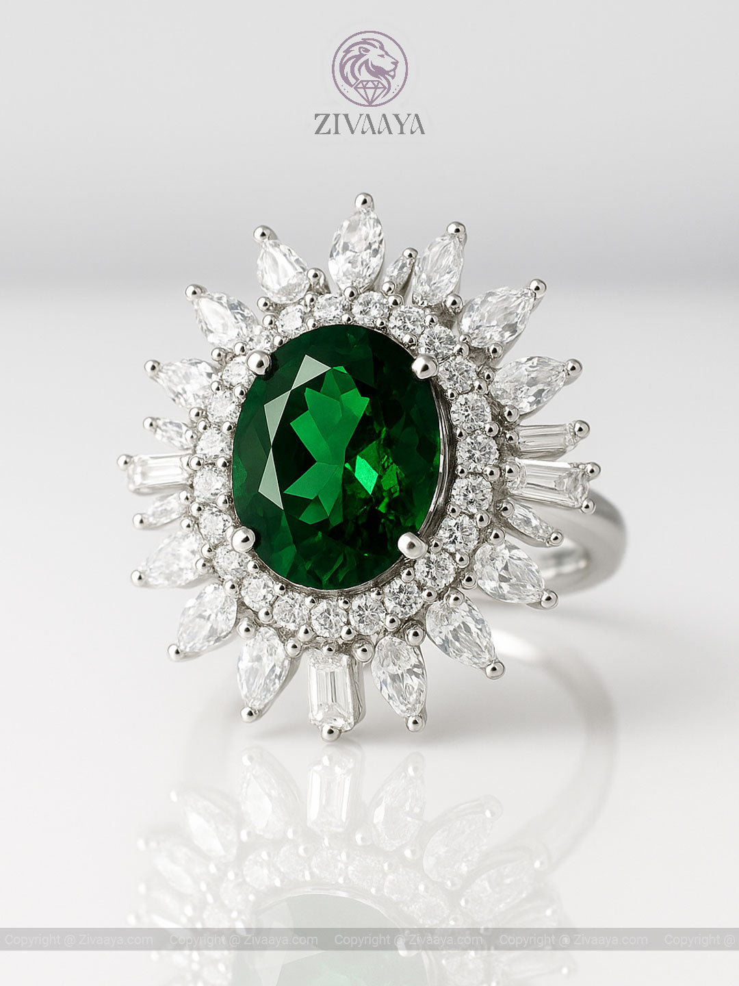 Emerald Radiance Floral Ring
