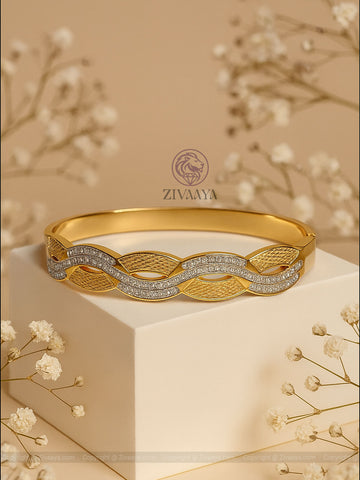 Elegant Wave Gold-Plated CZ Bracelet for Women | Zivaaya