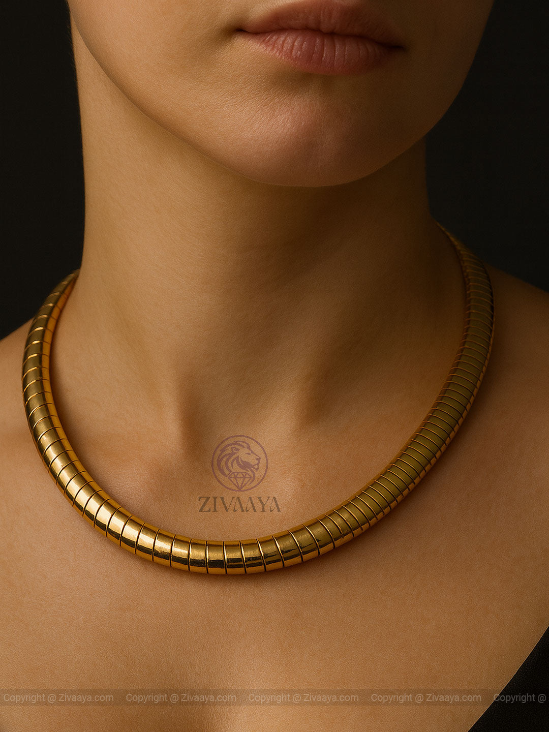 Gilded Collar Necklace – Minimal Gold Statement | Zivaaya