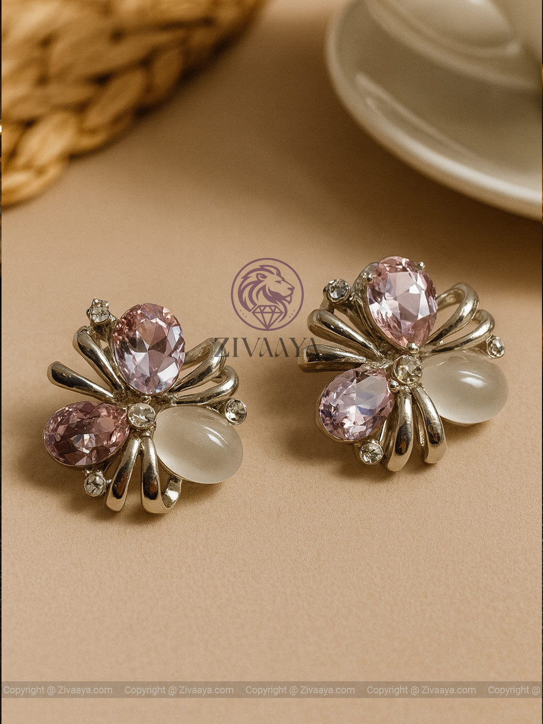 Shimmering Petal Blossom Earrings – Silver Plated – Zivaaya
