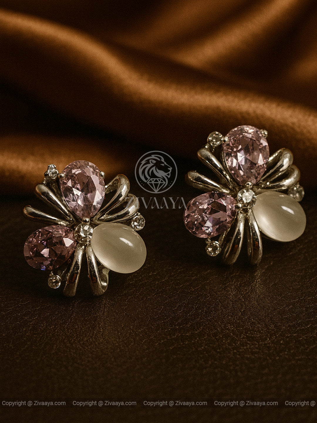 Shimmering Petal Blossom Earrings – Silver Plated – Zivaaya