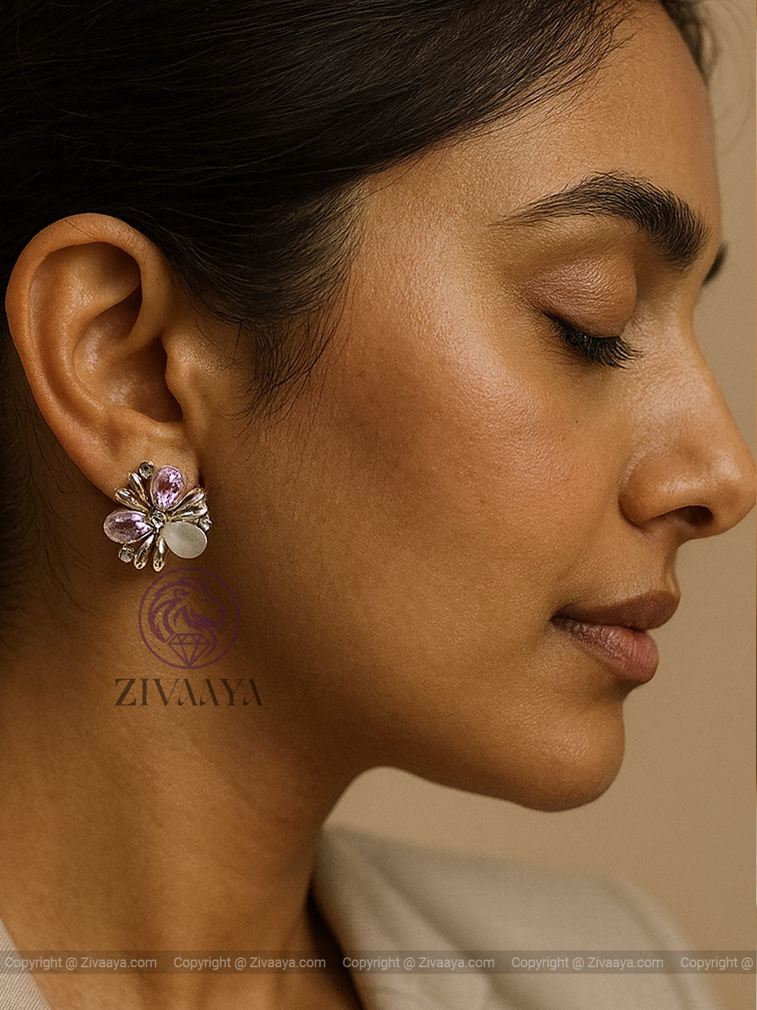 Shimmering Petal Blossom Earrings – Silver Plated – Zivaaya