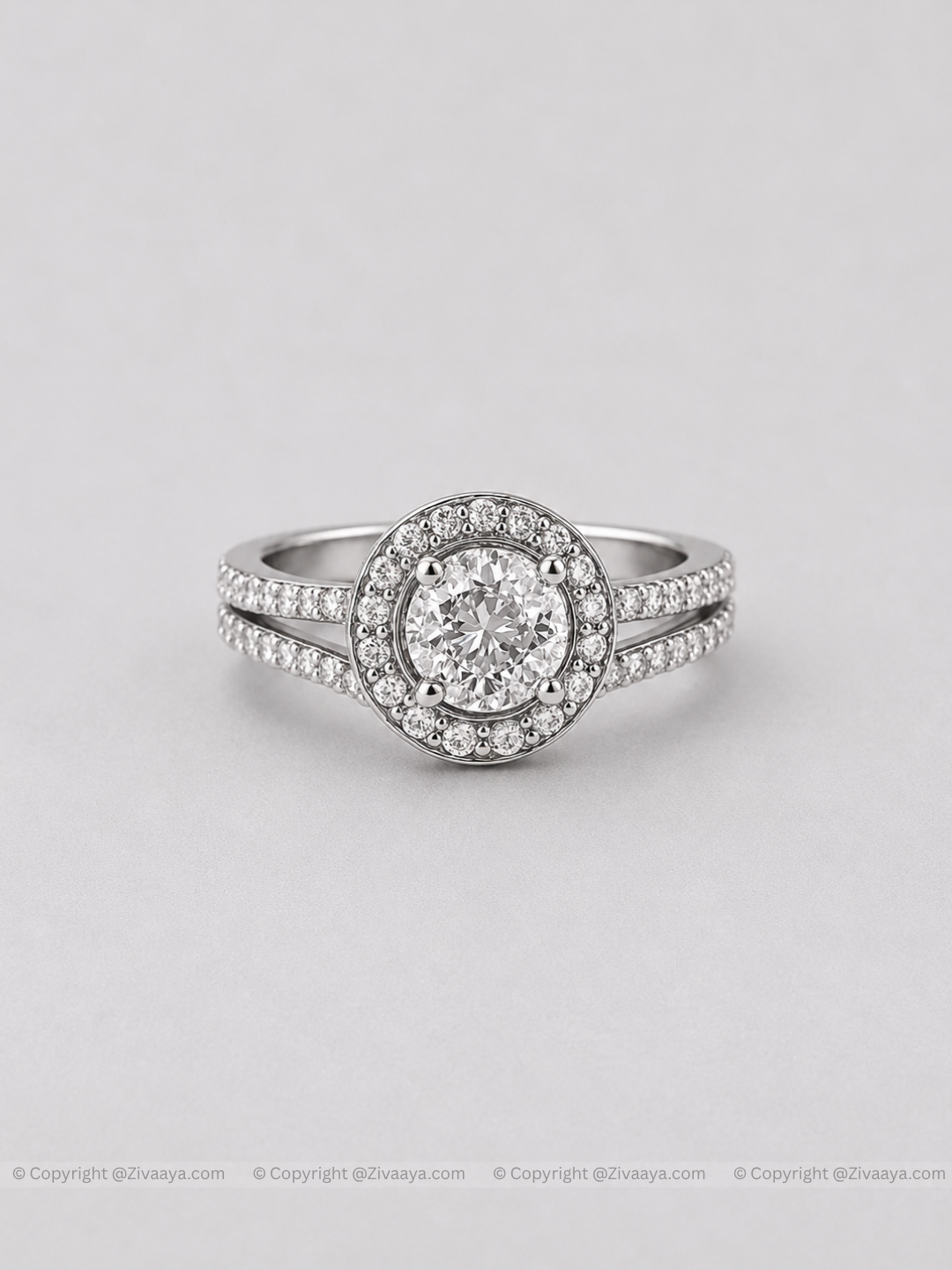 Sitara – American Diamond Halo Ring for Women – Silver Finish